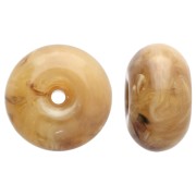 Rondelle beads 12x7 mm in translucent resin - Light marbled amber x6