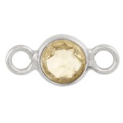 4.5 mm Faceted Round Spacer with Gemstone - 925 Sterling Silver - Citrine x1