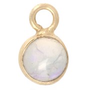 4.5 mm Round Charm with Gemstone - 925 Sterling Silver Fine gold plated - Opal