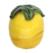 Lemon bead 13x11 mm in glass - Yellow - Green leaf x1