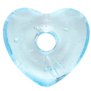 Heart pendant 14x15 mm in translucent glass - Light blue x1
