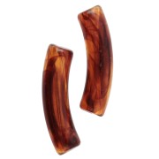 32x8 mm curved tube beads in transparent acrylic - Marbled Amber x6