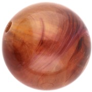 15.5 mm round beads in clear acrylic - Auburn marbled x5