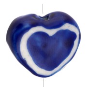 Ceramic heart bead 12x14 mm - Blue x1