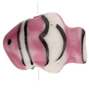 Ceramic clown fish bead 13x17.5 mm - Old pink - White x1