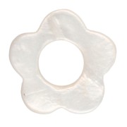 15 mm Hollow Flower Beads, Mother-of-Pearl - Natural (4-pack)