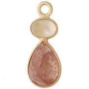 Geometric Pendant 20x8 mm - Fine gold plated - Sunstone - Citrine x1