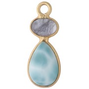 Geometric Pendant 20x8 mm - Fine gold plated - Larimar - Tanzanite x1