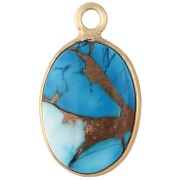 18x11 mm oval gemstone charm - Blue Oyster Turquoise x1