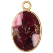 18x11 mm oval gemstone charm - Red Oyster Turquoise x1