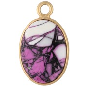 18x11 mm oval gemstone charm - Oyster Rose Turquoise x1