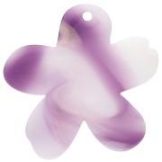 Flower pendant 32x30 mm in acetate - Marbled White - Violet - Gold x1