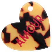 Heart pendant 39x45 mm acetate - Love - Tortoiseshell Brown - Black - Red