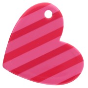 Heart pendant 39x45 mm acetate - Ciao Bella - Striped Pink - Red - White x1