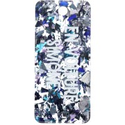 Pendant rectangle 55x25 mm acrylic - En voiture Simone - Paillettes bleues x1