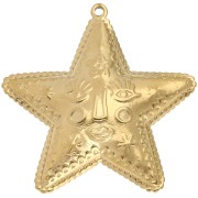 Star pendant 44.5x43.5 mm - face pattern - 304 Stainless Steel Gilded x1