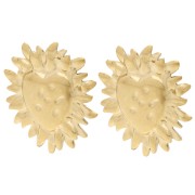 Ex-Voto Heart Earrings 36.5x32 mm - Gold-Plated 304 Stainless Steel (2 pairs)