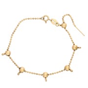 1.5 mm ball-link bracelet with 5 5 mm stopper beads, 304 stainless steel, gold-plated, 18 cm