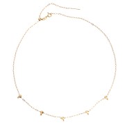 1.6mm Trace chain choker with 5 5mm stopper beads, 304 stainless steel, gold-plated, 47 cm