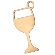 Wine glass charm 15.8x8 mm epoxy resin - Stainless Steel 304 Gold - Red x1
