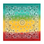 Bandana 100% cotton - Cashmere pattern - Tie and Dye - Red - Yellow - Green x1