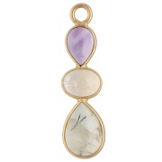Geometric Pendant 29x8 mm - Fine gold plated - Amethyst - Citrine - Prehnite
