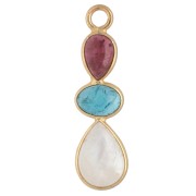 Geometric Pendant, 29x8 mm, Fine gold plated - Tourmaline - Apatite - Moonstone