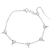 1.5 mm ball-link bracelet with 5 5 mm stopper beads - 304 stainless steel, 18 cm