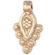 Ethnic teardrop pendant, 21x13 mm, with small beads - Light gold x1