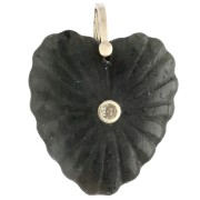 32x30 mm gemstone and CZ heart pendant - Labradorite x1