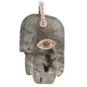 Fatma's Hand Pendant, 27x17 mm, Gemstone and Zirconium Oxides - Labradorite