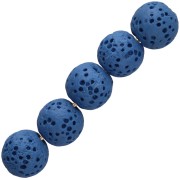 9 mm round dyed lava stone beads - Dark blue x10