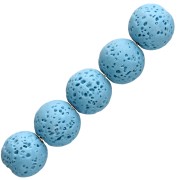 9 mm Round Beads Made of Dyed Lava Stone - Blue x10
