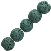 9 mm Round Beads Made of Dyed Lava Stone — Dark Green x10