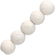 9 mm Round Beads Made of Dyed Lava Stone - White x10