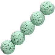 9 mm Round Beads Made of Dyed Lava Stone - Light Green x10