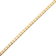 Flat square beads, 2 holes, 5x5x1.9 mm, imitation hematite, gold, 39.5 cm