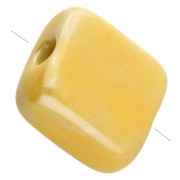 10 mm square ceramic bead - Yellow x1