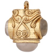 Ethnic pendant, 18x16 mm, with gemstones - Fine gold plated - Rose quartz x1