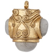 Ethnic pendant, 18x16 mm, with gemstones - Fine gold plated - Moonstone