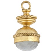 Lantern Pendant, 27x14 mm Gemstone - Moonstone - Fine gold plated x1