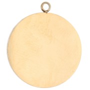 17.5 mm Round Charm with Seashell Pattern, Epoxy Resin, Gold-Plated 304 Stainless Steel - Green x1