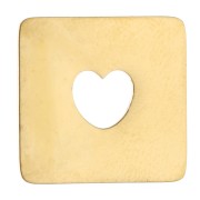 18x17.3 mm rectangular spacer with openwork heart design, 316 stainless steel, gold-plated x1