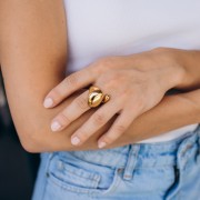 Wide Double-Curved Ring - Size 58 - Gold-Plated 304 Stainless Steel x1