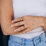 Double Teardrop Ring - Size 54 - Gold-Plated 304 Stainless Steel x1