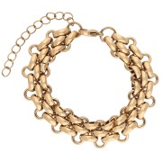 13.5 mm Triple-Link Fashion Bracelet - Gold-Plated 304 Stainless Steel x 16 cm