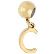 5 mm bead with "C" charm - Gold-plated 304 stainless steel x1