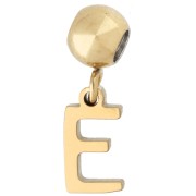 5 mm bead with "E" charm - Gold-plated 304 stainless steel x1