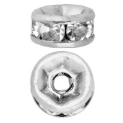 6 mm Rhinestone Rondelle Beads - 304 Stainless Steel - Crystal x1