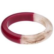Two-tone oval resin bangle - Dark red - Marbled ivory x1